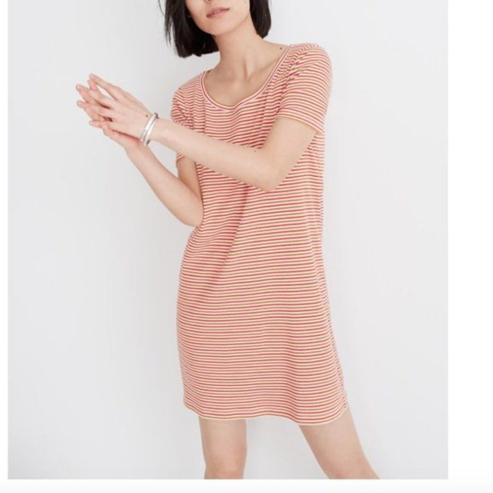 Madewell Pink Swingy Tee Dress in Stripe size S - Picture 1 of 6